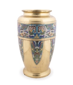 CHINESE CLOISONNE AND GILT BRONZE VASE