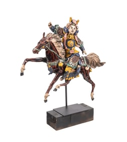 CHINESE DRAGON WARRIOR ROOF TILE ON STAND