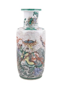 CHINESE FAMILLE VERTE ROULEAU VASE