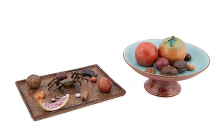 TWO CHINESE CERAMIC STILL LIFE TRAYS