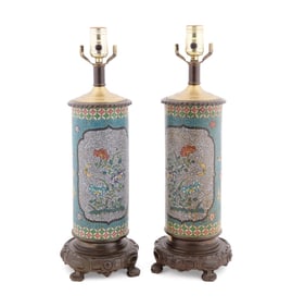 PAIR OF CHINESE CLOISONNE TABLE LAMPS