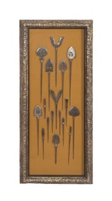 FRAMED GROUPING OF 16 JAPANESE YANONE ARROWHEADS