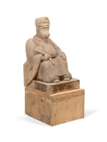 JAPANESE STONE SEATED DITY FIGURE