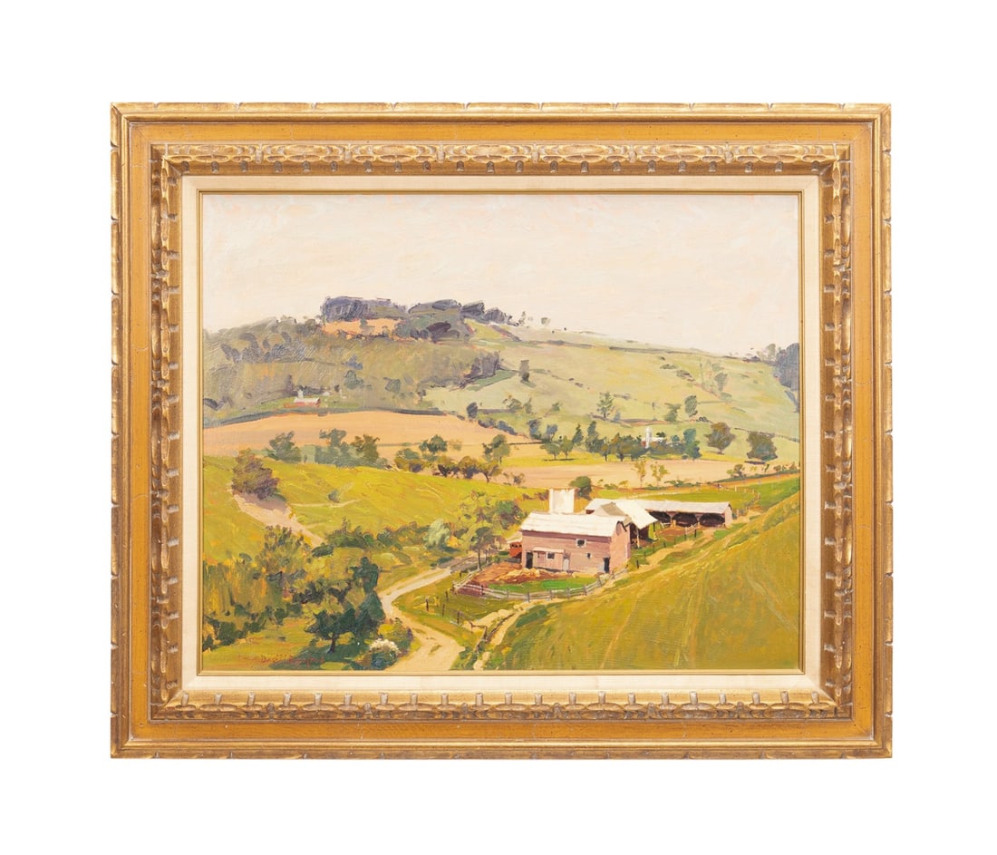 DAVID BAREFORD IMPRESSIONIST VALLEY LANDSCAPE, O/C (1 of 6)