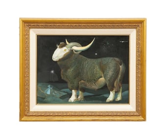 ANN GRIFFIN-BERNSTORFF, SHEEP AT NIGHT, OIL