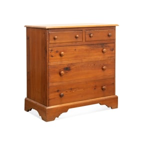 AMERICAN SOUTHERN PINE FIVE-DRAWER CHEST, C. 1850