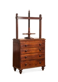 ENGLISH VICTORIAN BOOK/LINEN PRESS CHEST, C. 1840