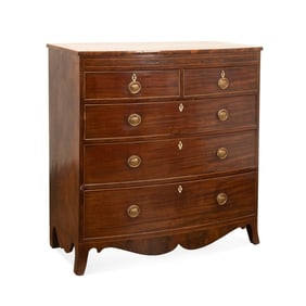 19TH C. SHERATON MAHOGANY INLAID CHEST OF DRAWERS