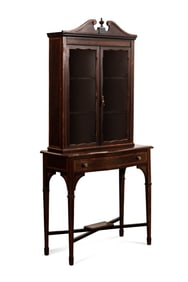 FEDERAL REVIVAL MAHOGANY VITRINE ON STAND
