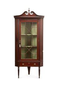 SHERATON REVIVAL MAHOGANY CORNER CABINET