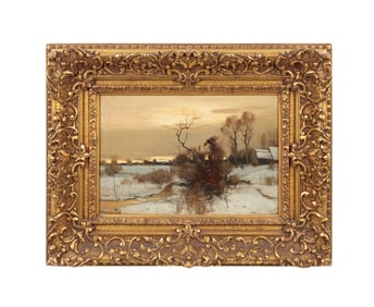 J. F. MURPHY, WINTER LANDSCAPE SCENE, OIL