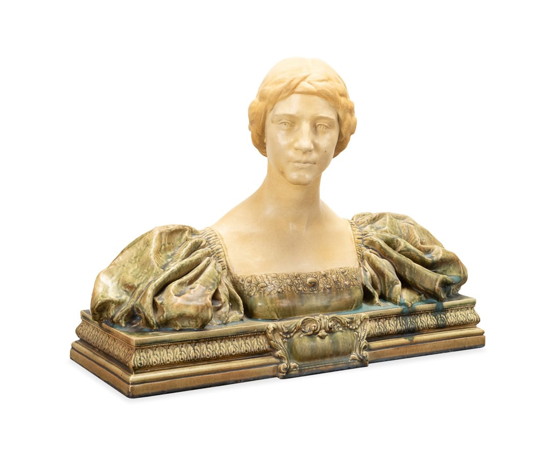 HERBERT ADAMS, 'LA JEUNESSE', PAINTED TERRACOTTA (1 of 8)