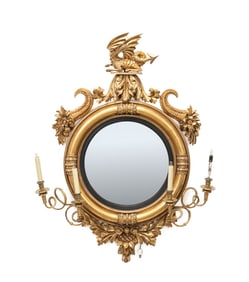 ANGLO-IRISH DRAGON CREST CONVEX MIRROR, C. 1815