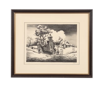 THOMAS HART BENTON, 'SUNDAY MORNING' LITHO, 1939