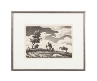 THOMAS HART BENTON, 'THE FENCE MENDER' LITHO, 1940