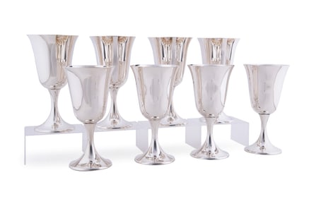 SET OF EIGHT GORHAM STERLING WATER GOBLETS