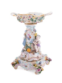 MEISSEN 19TH C. FIGURAL & FLORAL MOTIF CENTERPIECE