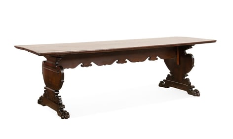 19TH C. PALATIAL ITALIAN WALNUT REFECTORY TABLE