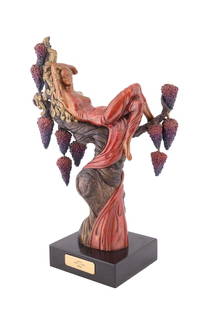 ERTE, 'HEAT' BRONZE SCULPTURE, 83/375: Romain de Tirtoff, 'Erte' (Russian / French, 1892-1990). "Heat" - 1989, cold painted gilded bronze, signed, dated, and numbered 83 of 375 in mold with publisher marks of Chalk & Vermilion and Sevenart