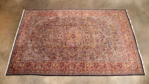 LARGE PERSIAN KERMAN HAND KNOTTED RUG