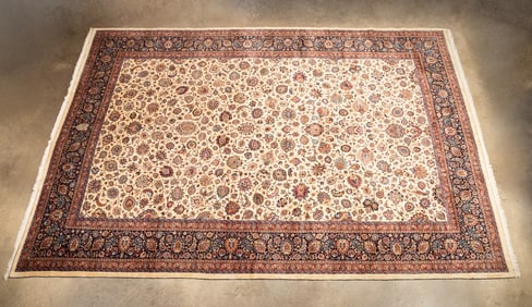 LARGE PERSIAN MASHAD HAND KNOTTED RUG SIGNED
