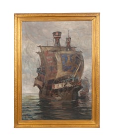 HARRY SCHULTZ, SHIPS AT SEA SCENE, LARGE O/C