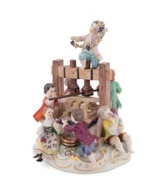 MEISSEN 'THE WINE PRESS' PORCELAIN FIGURINE