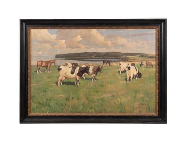 KNUD EDSBERG, PASTORAL LANDSCAPE, OIL ON CANVAS