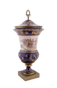 NAPOLEONIC LIDDED PORCELAIN URN, MANNER OF SEVRES