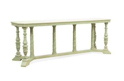 EUROPEAN GREEN PAINTED BAROQUE STYLE CONSOLE