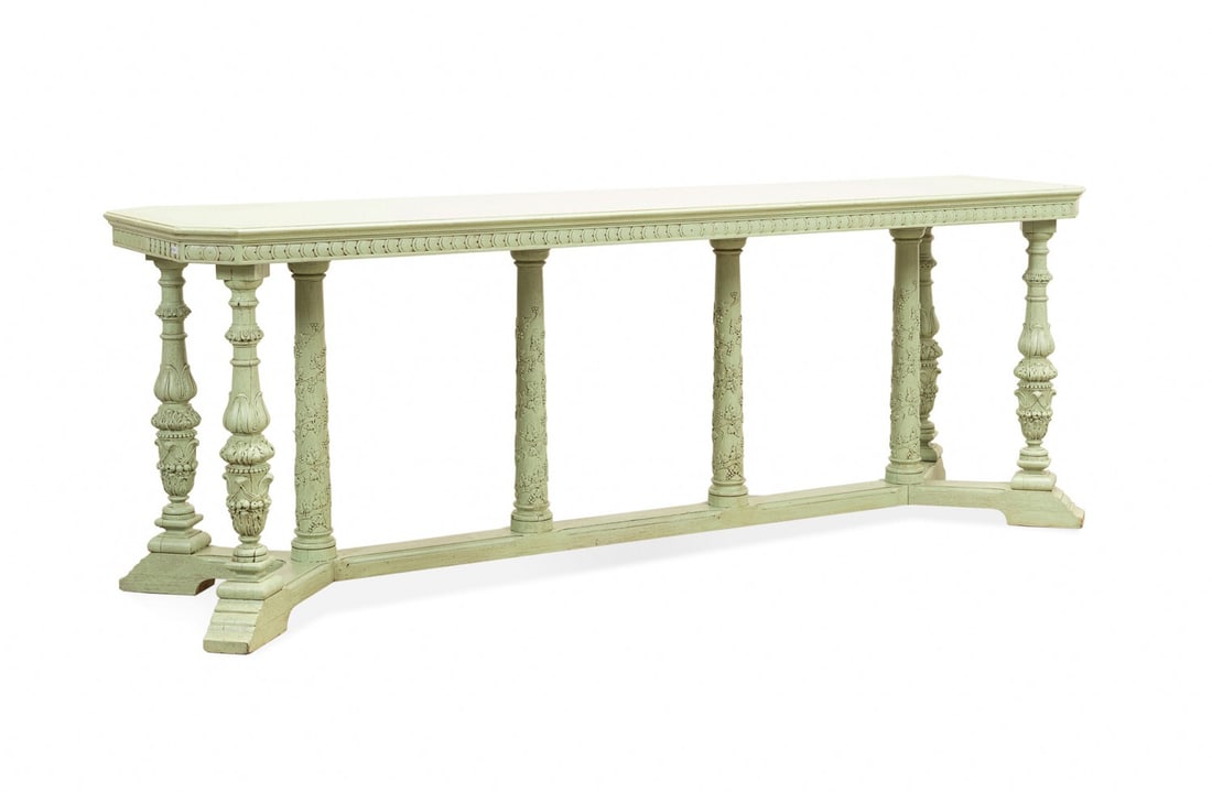 EUROPEAN GREEN PAINTED BAROQUE STYLE CONSOLE (1 of 6)