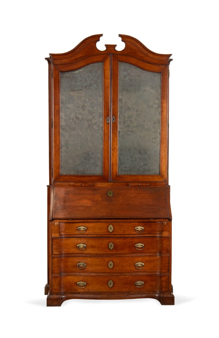 19TH C. ITALIAN WALNUT MIRRORED DOOR SECRETARY (1 of 6)