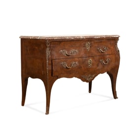 LOUIS XV STYLE MARBLE TOP KINGWOOD COMMODE