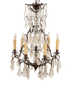 LOUIS XV STYLE 6-LIGHT CRYSTAL CHANDELIER