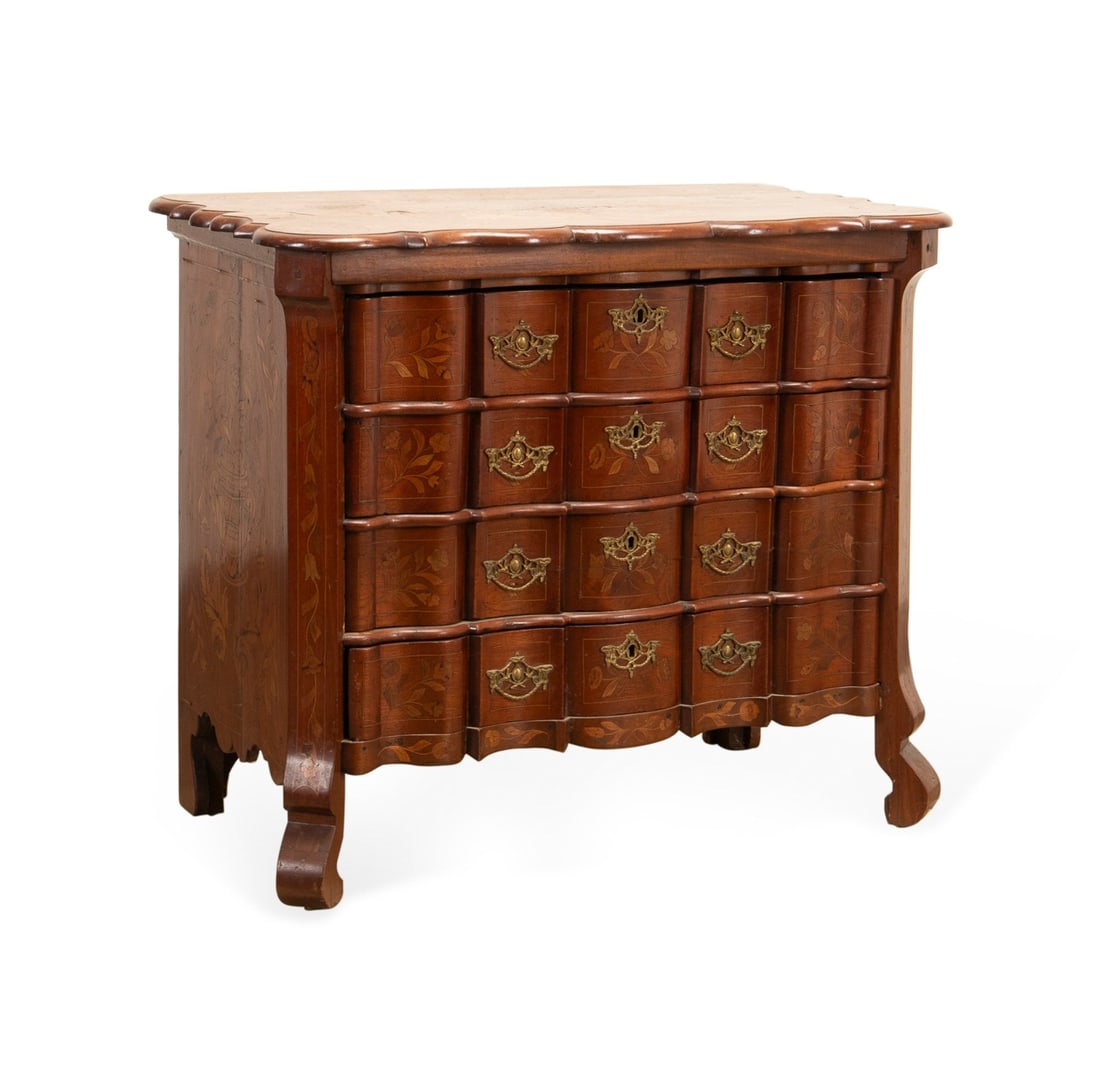 19TH C. DUTCH ROCOCO MARQUETRY CHEST OF DRAWERS (1 of 7)
