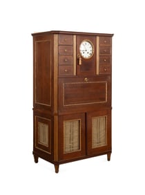 BALTIC MAHOGANY SECRETAIRE A ABATTANT WITH CLOCK