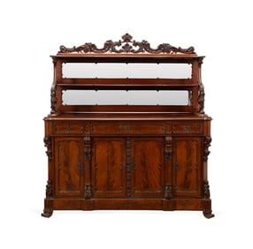 RENAISSANCE REVIVAL ORNATE MAHOGANY SIDEBOARD