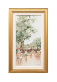 ANDRE GISSON, PARIS STREET WITH FIGURES, OIL