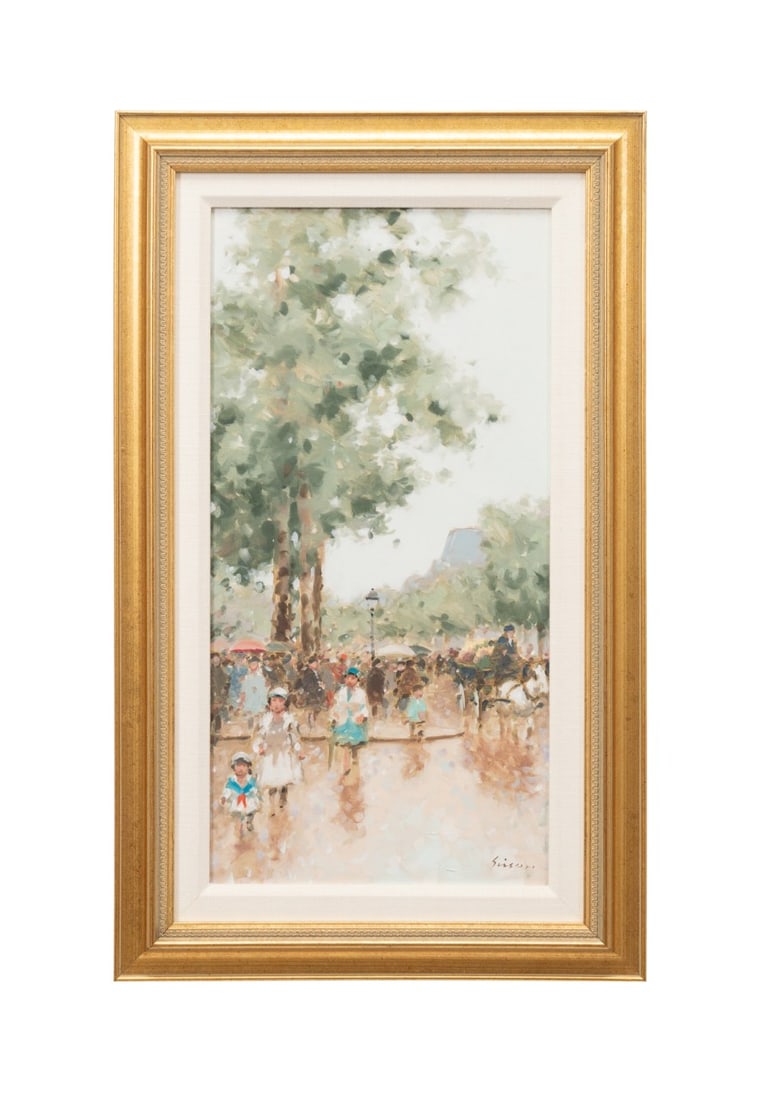 ANDRE GISSON, PARIS STREET WITH FIGURES, OIL (1 of 5)