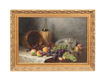 W. MAILLARD, 1899 FRUIT STILL LIFE OIL PAINTING