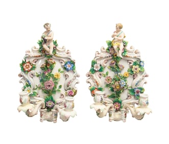 CONTINENTAL, PR. OF ROCOCO STYLE PORCELAIN SCONCES