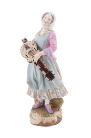 MEISSEN 19TH C. PORCELAIN FEMALE MUSICIAN