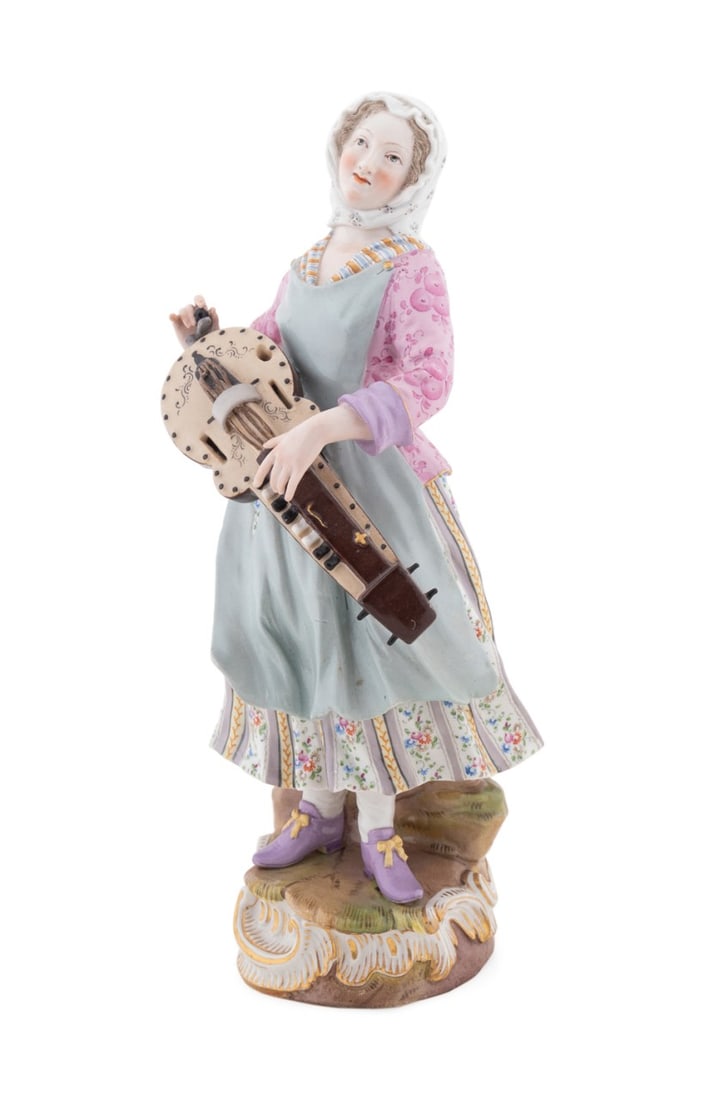 MEISSEN 19TH C. PORCELAIN FEMALE MUSICIAN (1 of 9)