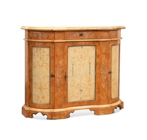 POLYCHROME PAINTED FAUX MARBLE CABINET