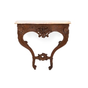 19TH/20TH C. FRENCH WALL MOUNTED WALNUT CONSOLE