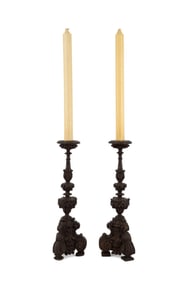 PAIR OF BAROQUE STYLE PRICKET CANDLESTICKS