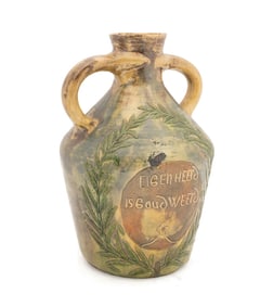 LEO MAES-VEREENOOOGHE, DOUBLE HANDLED MOTTO VASE