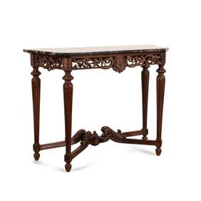 ITALIAN RENAISSANCE REVIVAL MARBLE TOP CONSOLE