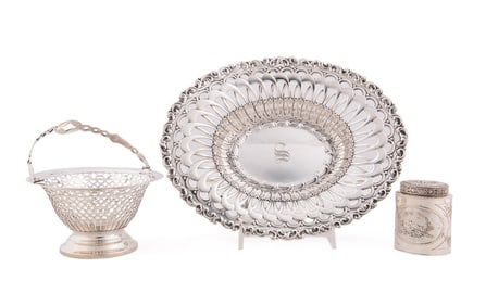 THREE SILVER HOLLOWWARE TABLE ARTICLES