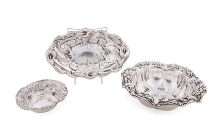 THREE ART NOUVEAU STYLE STERLING SILVER TABLEWARE